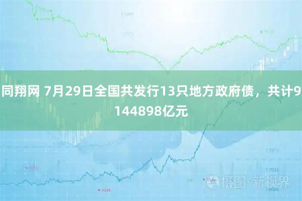 同翔网 7月29日全国共发行13只地方政府债，共计9144898亿元